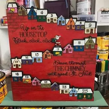 Рождественский календарь обратного отсчета, передвижной прыгающий домик Санта-Клауса на 25 дней, многоразовый настольный рождественский календарь из дерева, украшение для вечеринки и праздника
