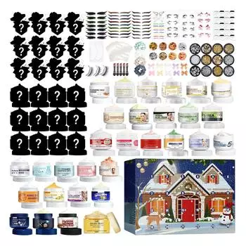 Рождественский календарь обратного отсчета Подарочная коробка с 24 сюрпризами для ухода за лицом Увлажняющая и увлажняющая подарочная коробка белый