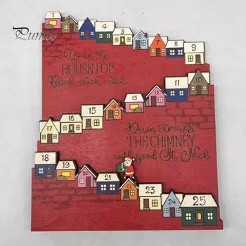 Рождественский календарь обратного отсчета, подвижный Санта-Клаус, прыгающий домик, 25 дней, многоразовый настольный Рождественский деревянный календарь приключений, вечеринка, праздничное украшение, фестиваль