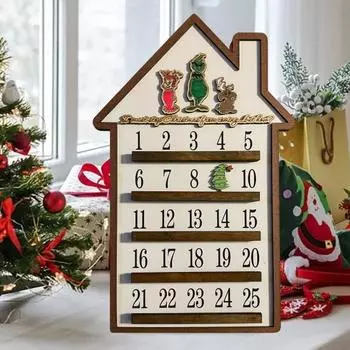 Рождественский календарь обратного отсчета Yousheng, деревянное настольное украшение, рождественский адвент-календарь, интерактивный многоразовый календарь обратного отсчета для рождественского декора A