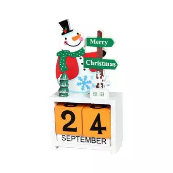Рождественский календарь, вечеринка, деревянное настольное украшение для детей, новогодние подарки (белый)