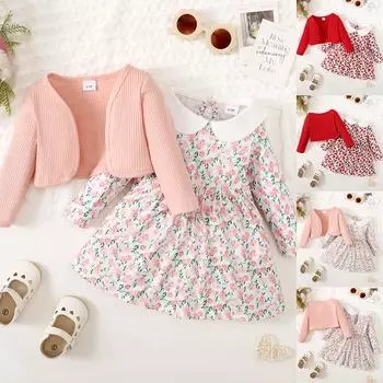 Рождественский кардиган с длинными рукавами для маленьких девочек, платье-пачка принцессы, рождественские наряды, 2 шт.