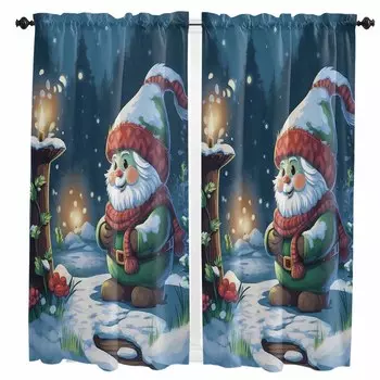 Рождественский карлик Светлячок при свечах Ретро Гостиная Спальня Домашний интерьер Украшения комнаты Портьеры Кухонные шторы 107cmX30cm