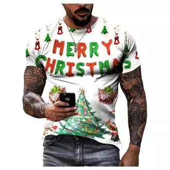Рождественский карнавал мужская футболка хип-хоп смешная рождественская елка короткий рукав рождественская вечеринка мода личность классическая рубашка S