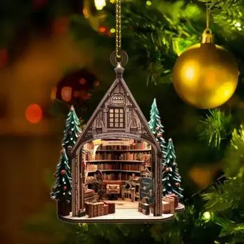 Рождественский книжный магазин, украшение, акриловая книга, сложенная в стопку, подвесное украшение, рождественская елка, кулон, книжный подарок для G