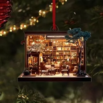 Рождественский книжный магазин, украшение из акрила, сложенная книга, подвесное украшение, рождественская елка, книжный подарок для любителя книг, праздничный декор для дома в виде елки B