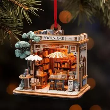 Рождественский книжный магазин Yousheng, украшение из акрила, сложенная книга, подвесное украшение, рождественская елка, книжный подарок для любителя книг, праздничный декор для дома в виде елки F