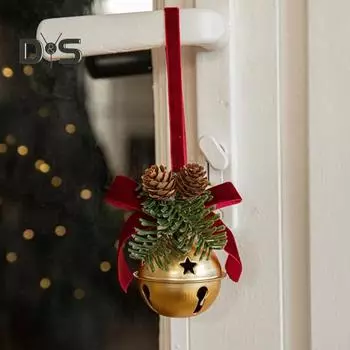 Рождественский колокольчик, декоративный бант, звезда, полая, многоразовая, рождественская елка, радостный звук, подвеска, новогоднее украшение для дома, офиса, отеля, орнамент F