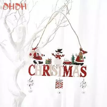 Рождественский колокольчик, кулон, деревянное украшение, алфавит, снеговик, подвеска для дома, ресторана, дверь, креативные поделки, праздничные украшения