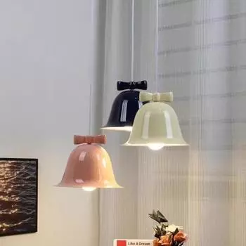Рождественский колокольчик Macaron Rainbow Iron Подвесной светильник Modern Nordic Спальня Доска Кабинет Домашнее украшение Люстра E27 Luster Light Warm White белый