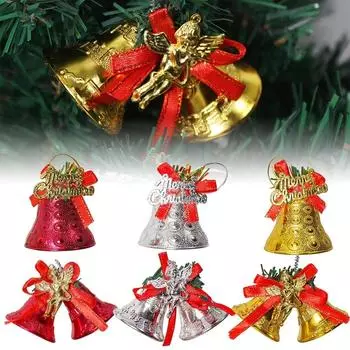 Рождественский колокольчик, подвесное украшение с льняной веревкой, красная ягода, подвесное украшение для рождественской елки для домашнего декора на Новый год 2025 года 4.5cm