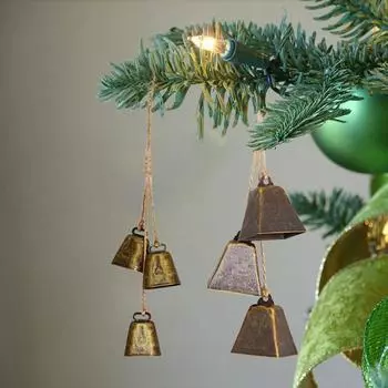 Рождественский колокольчик, подвесной металлический декоративный колокольчик в деревенском стиле с джутовой веревкой, винтажный D