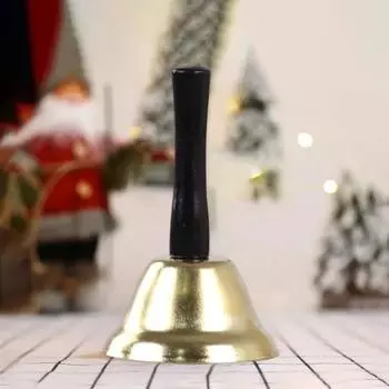 Рождественский колокольчик с деревянной ручкой Jingle Bells Clear Tone Handbell для Санты золотистый
