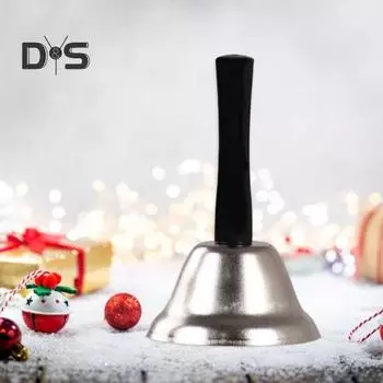Рождественский колокольчик с деревянной ручкой, звенящие колокольчики, прозрачный тон, колокольчик для Санта-Клауса, аттракцион, внимание, школьные принадлежности для свадебных вечеринок золотистый