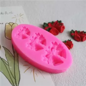 Рождественский колокольчик с тремя отверстиями, силиконовая форма для помадки, инструменты для украшения торта, формы для шоколадной мастики, инструменты для выпечки на кухне Sugarcraft