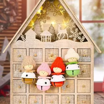 Рождественский колокольчик с вязаной шапкой, подвесной орнамент, праздничный кулон