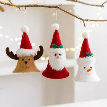Рождественский колокольчик, шерстяной войлок, Санта-Клаус, снеговик, лось, подвесной колокольчик, украшение на Рождество Elk