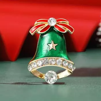 Рождественский колокольчик, украшение из стразов, набор из сплава и бриллиантов, брошь-капелька ручной работы