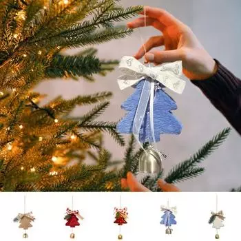 Рождественский колокольчик, украшение на рождественскую елку, бант, колокольчик, сосна, подвесные украшения, подвеска в виде колокольчика на Рождество бежевый