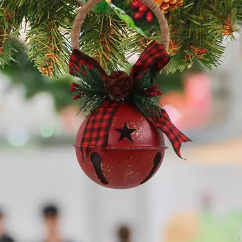 Рождественский колокольчик, украшение на рождественскую елку, подвесное украшение для деревенской двери, декоративная подвеска для вечеринки в отеле 8.5x8.5x17 cm_1x
