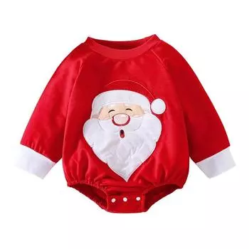 Рождественский комбинезон для маленьких девочек и мальчиков, свитер с круглым вырезом, комбинезон с длинными рукавами 70