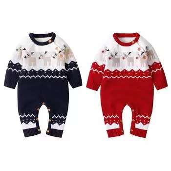 Рождественский комбинезон для новорожденных, одежда для маленьких мальчиков и девочек, комбинезон с длинными рукавами, одежда на осень-зиму, От 0 до 18 месяцев 100