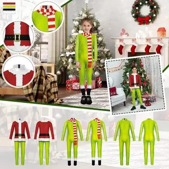 Рождественский комбинезон для родителей и детей, облегающий комбинезон XXL армия зеленый