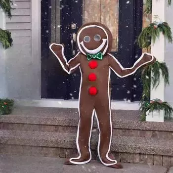 Рождественский комбинезон на Хэллоуин, одежда, костюм для косплея пряничного человечка S коричневый