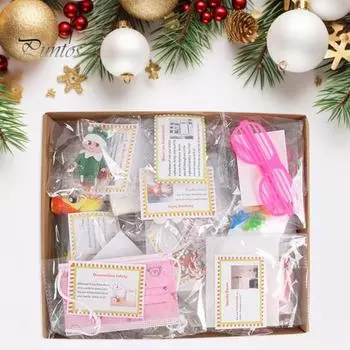 Рождественский комплект эльфа 2024 года 12/24 дня рождественских развлечений для эльфа реквизит обратный отсчет Рождества подарочная коробка для детей и семьи C