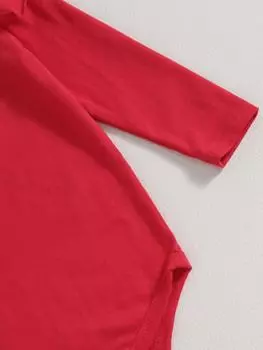 Рождественский комплект из 3 предметов для маленьких девочек, комбинезон с длинными рукавами и рюшами, клетчатая юбка трапециевидной формы с вышивкой лося, комплект с повязкой на голову с бантом 0-3 Months красный