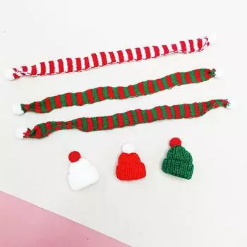 «Рождественский комплект из шапки и шарфа в виде бутылки вина в красную и белую полоску» hat белый