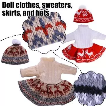 Рождественский комплект из свитера и платья, подходит для куклы American Girl, 18 дюймов, одежда для кукол, новая одежда для кукол, 43 см, аксессуары для кукол-младенцев