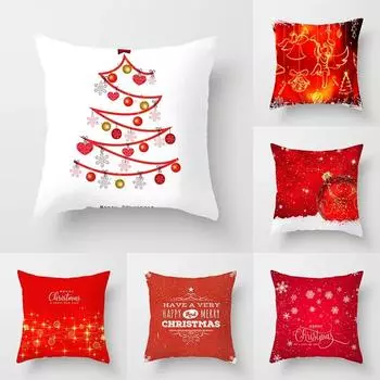 Рождественский комплект красных подушек с рождественским принтом, диван, подарок, украшение для дома, наволочка, Рождественский подарок, наволочка 40x40cm