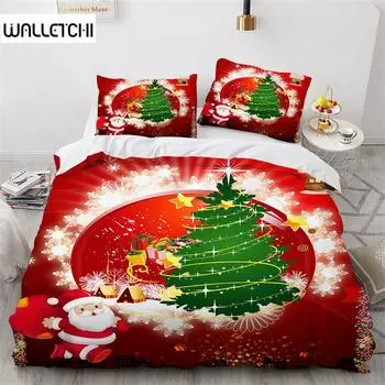 Рождественский комплект пододеяльников из микрофибры с Санта-Клаусом, комплект постельного белья с героями мультфильмов, односпальная кровать размера «king-size» для детей, подростков, девочек, декор для спальни EU single(135x200cm)