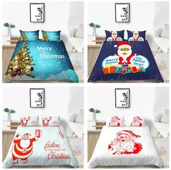 Рождественский комплект постельного белья для дома, пододеяльник и наволочка AU Queen, односпальная/двуспальная кровать, полноразмерный мягкий удобный пододеяльник, украшение для дома DE 100x135cm