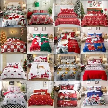 Рождественский комплект постельного белья Doona / одеяло / пододеяльник Single Doule Queen King Size Single 135x200cm