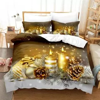 Рождественский комплект постельного белья, комплект пододеяльников с изображением Санта-Клауса, мягкий, удобный, дышащий пододеяльник, для декора спальни и гостевой комнаты EU single(135x200cm)