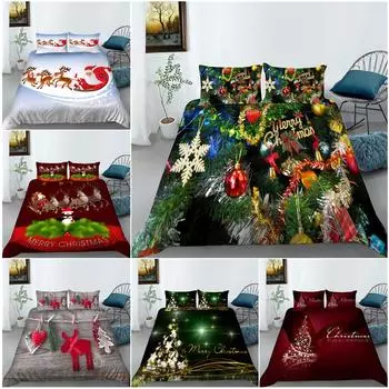 Рождественский комплект постельного белья, наволочка и пододеяльник, комплект постельного белья, пододеяльник, полноразмерная односпальная/двуспальная кровать, украшение для дома Baby 100x135cm