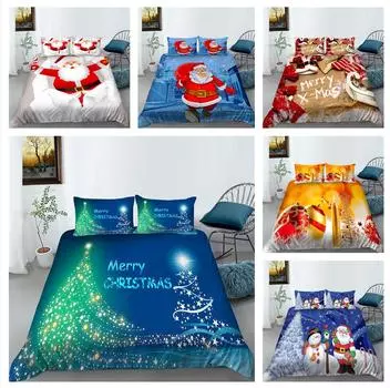 Рождественский комплект постельного белья, одеяло и наволочка, полноразмерная односпальная кровать Queen King, подарок на Рождество, домашнее постельное белье UK Single 135x200cm