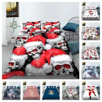 Рождественский комплект постельного белья, пододеяльник с 3D принтом, мягкое домашнее постельное белье из микрофибры для мальчиков и девочек, очень пододеяльник UK Single 135x200cm