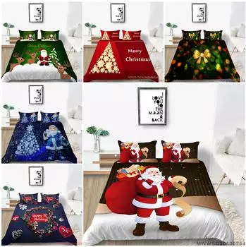 Рождественский комплект постельного белья Рождественский пододеяльник Домашний комплект постельного белья Комплект постельного белья для спальни с односпальной/двуспальной кроватью, украшение для дома Baby 100x135cm