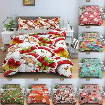 Рождественский комплект постельного белья Рождественский мультфильм Старик пододеяльник и наволочка 2/3 предмета ЕС/США/Австралия/Великобритания односпальная двуспальная кровать украшение дома UK Single 135x200cm