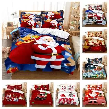Рождественский комплект постельного белья Рождественское одеяло и наволочка Односпальная кровать Двуспальная кровать Полноразмерное домашнее постельное белье для спальни Кровать королевского размера DE 100x135cm