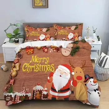 Рождественский комплект постельного белья с 3D принтом и цифровой печатью, пододеяльник, одеяло, односпальная кровать, полный комплект королевы, молодежный подарок для девочек и мальчиков EU Twin 135x200cm