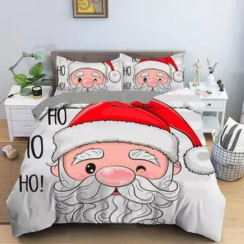 Рождественский комплект постельного белья с 3D-принтом Санта-Клаус, пододеяльник, комплект постельного белья King Queen Single Double Size, детский комплект постельного белья без простыни Eu Single135x200cm