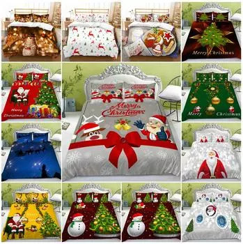 Рождественский комплект постельного белья Санта-Клаус, пододеяльник, наволочка, постельное белье, AU/EU/US, полный размер, односпальная/двуспальная кровать, украшение для дома Baby 100x135cm