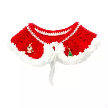 Рождественский кошачий бандана ошейники милый плащ ручной работы вязаный шарф для домашних животных Red M