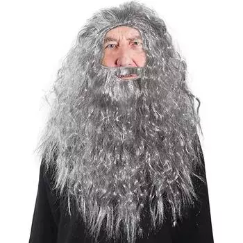 Рождественский косплей Хоббит Гэндальф, парик для косплея, набор бороды, головной убор для фанатов «Властелина колец», вечерние, праздничные, сделай сам, украшения серебряный