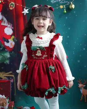 Рождественский косплей Санта-Кросс для девочек [New King] Детский костюм, Женское платье/свитер, Осенняя/Зимняя одежда, Костюм, Дети, (120см)