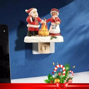 Рождественский костер мерцающий ночник светодиодный рождественский Санта-Клаус снеговик олень гном пламя лампа A